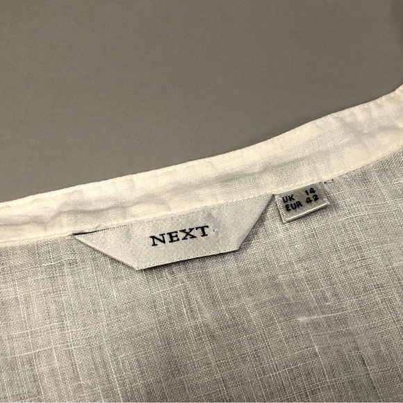 NEXT White Linen Button Down Blouse, Sz 10 - Picture 12 of 12